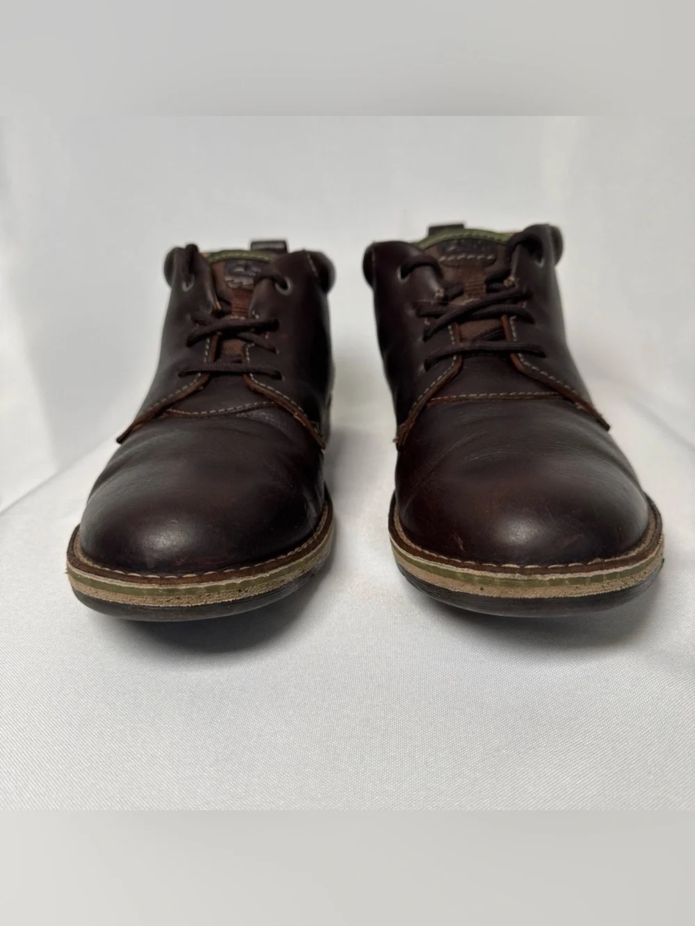 Clarks Edgewick Mid Boots Mens 11 Brown Oily Chukka Shoes Leather Lace Up Ankle